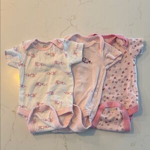 Wonder Nation Newborn Onesies in Pink and White Bundle